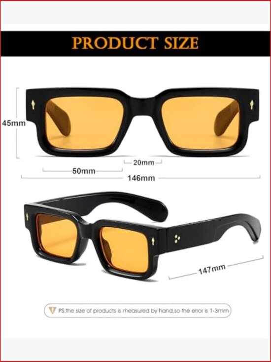 Thick Frame Square Sunglasses Chunky Rectangle UV400 Protection Unisex